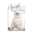 Cat White Bedding Set 140×200cm, 70×90 cm