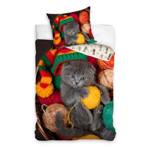 Animals Yarn Cat Bedding Cover 140×200cm, 70×90 cm