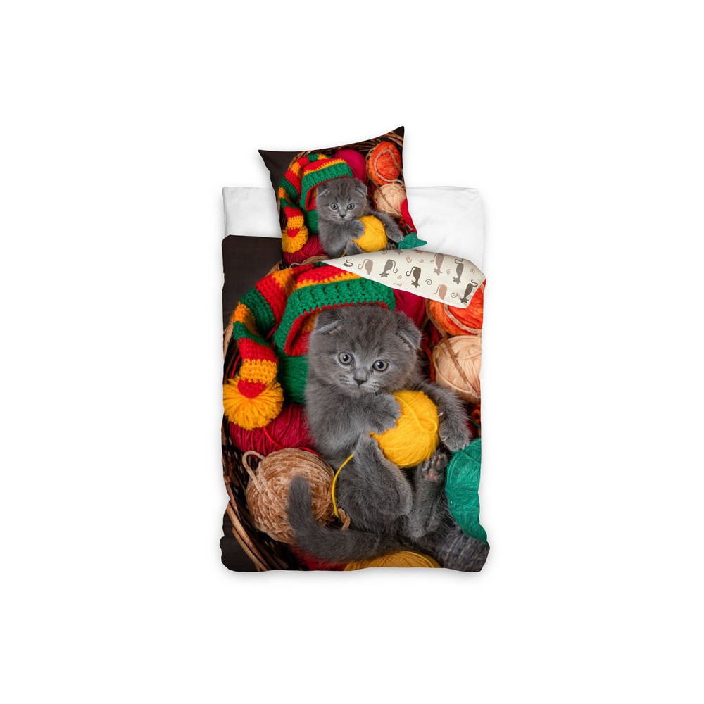 Animals Yarn Cat Bedding Cover 140×200cm, 70×90 cm