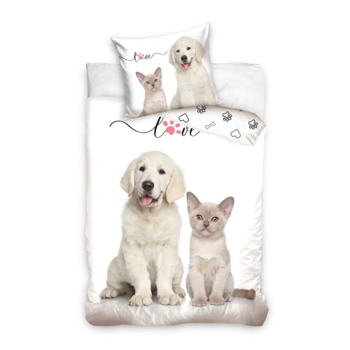 Cat Love Dog bedding set 140x200cm, 60x70 cm