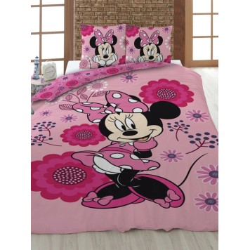 Disney Minnie  Flowers bedding cover 140×200cm, 63×63 cm microfibre