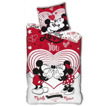 Disney Mickey  Mickey Kiss Disney Minnie, bedding cover 140x200cm, 63x63 cm microfibre