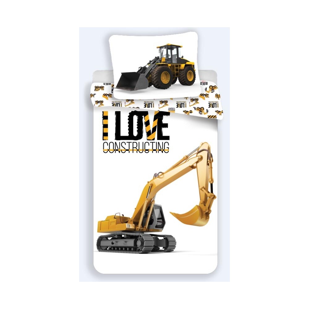 Construction bedding set Love 140×200cm, 70×90 cm