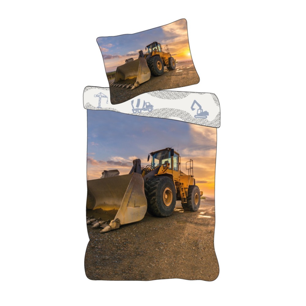 Construction Sunset Loader bedding cover 140×200cm, 70×90 cm