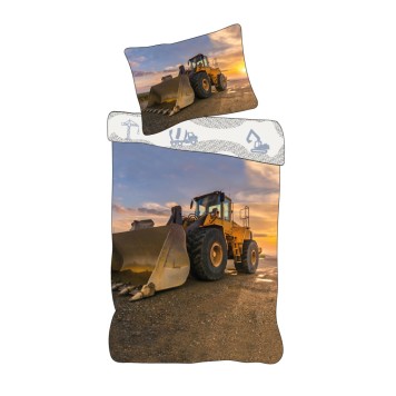 Construction Sunset Loader bedding cover 140×200cm, 70×90 cm