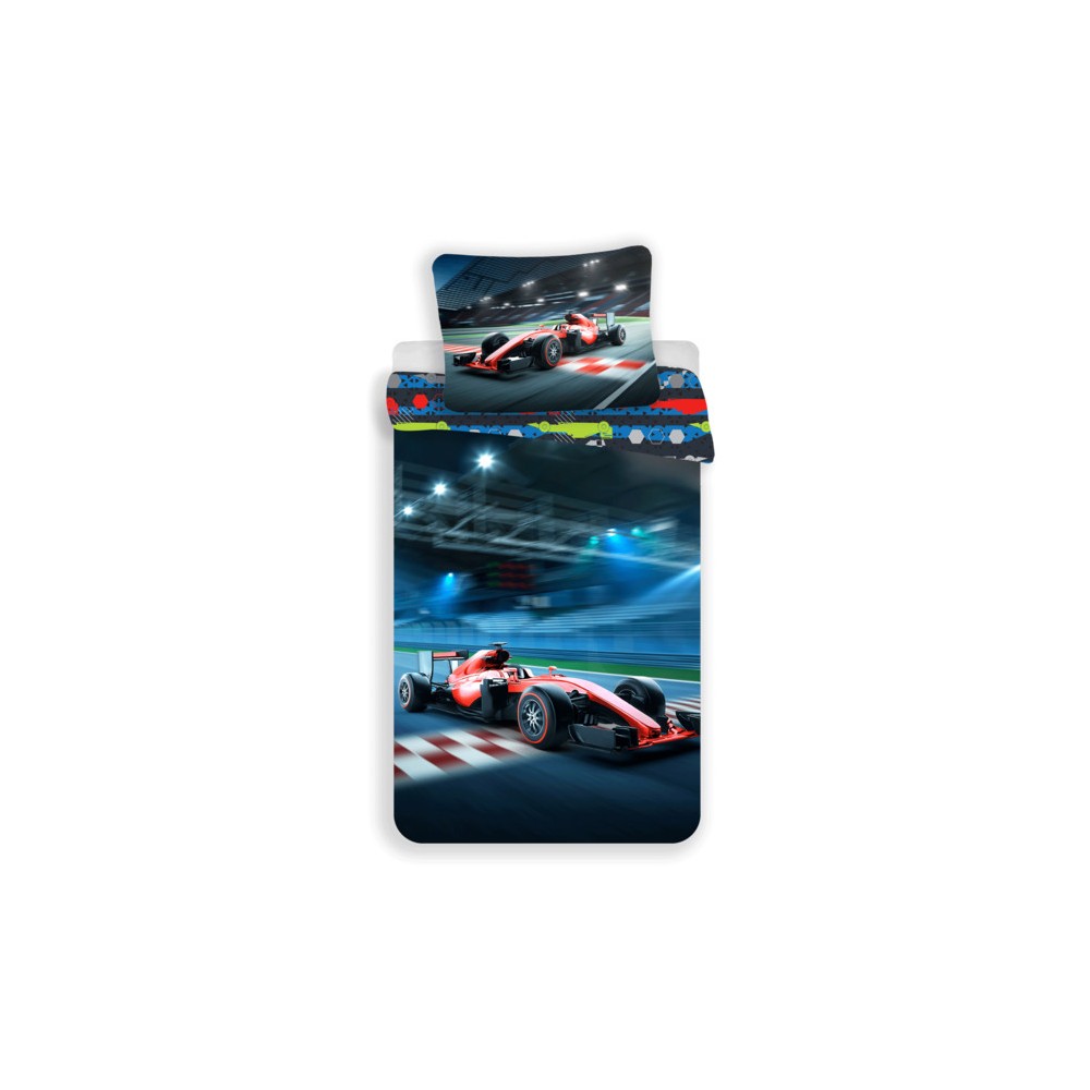 Car Racing Blue Formula 1 Bedding Set 140×200 cm, 70×90 cm