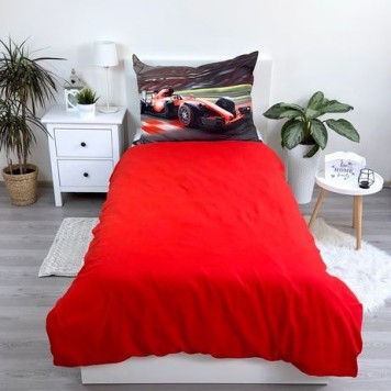 Car Racing Red Formula 1 Bed Linen 140×200cm, 70x90 cm Microfibre