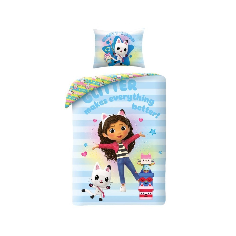 Gabby's Dollhouse Glitter bedding cover 140×200cm, 70×90 cm
