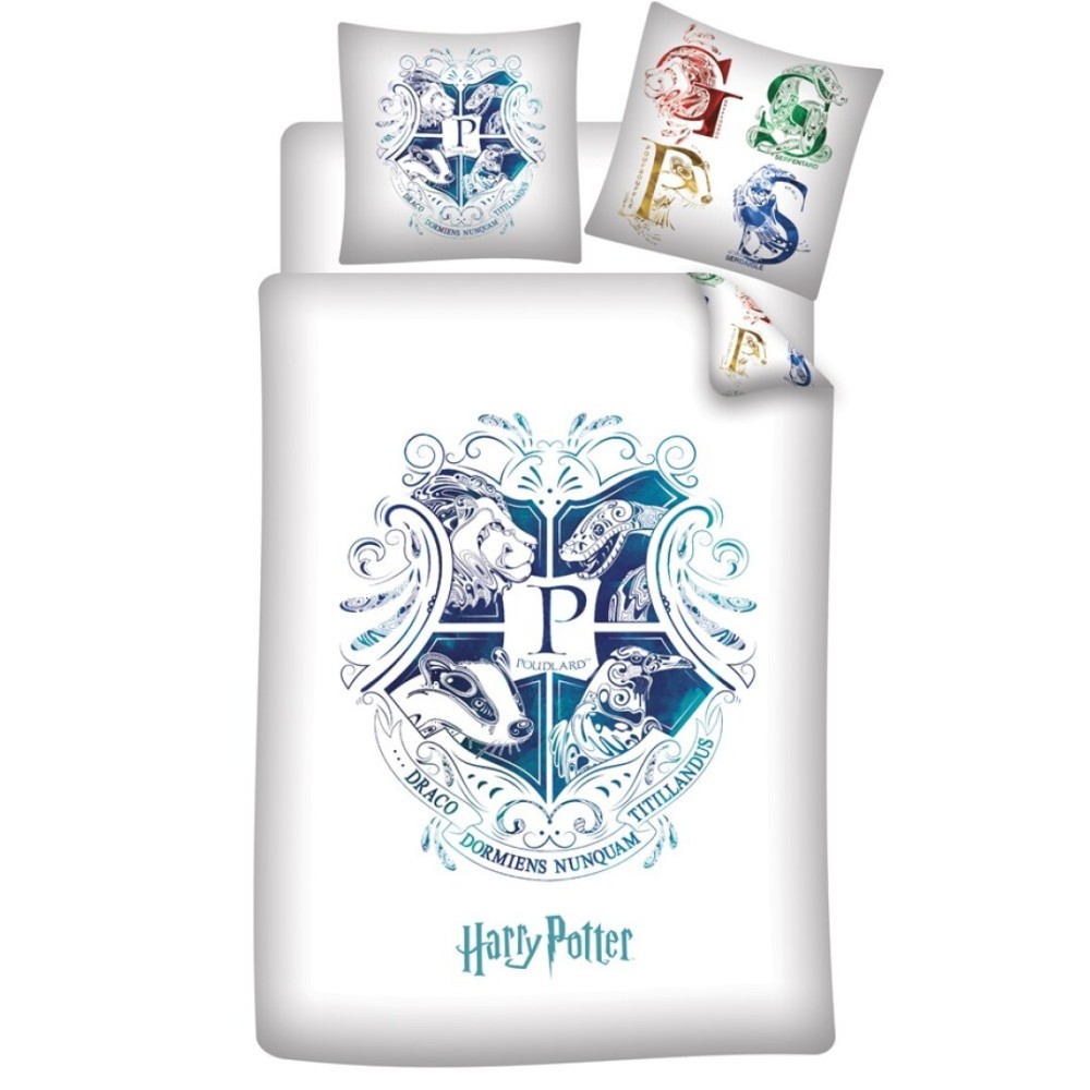 Harry Potter White bedding cover 140x200cm, 63x63 cm microfibre