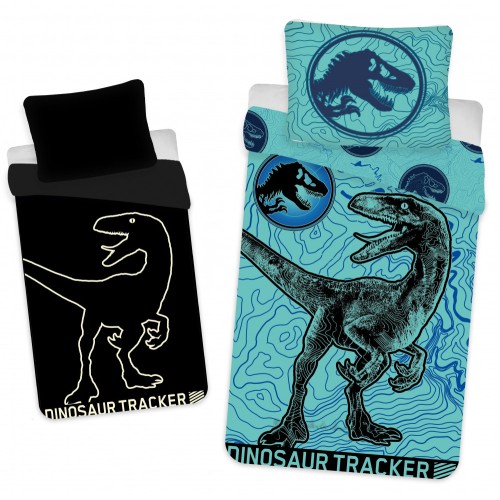 Jurassic World Dinosaur Tracker Glow-in-the-Dark Bedding Set 140×200cm, 70x90 cm