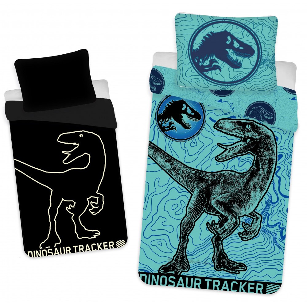 Jurassic World Dinosaur Tracker Glow-in-the-Dark Bedding Set 140×200cm, 70x90 cm