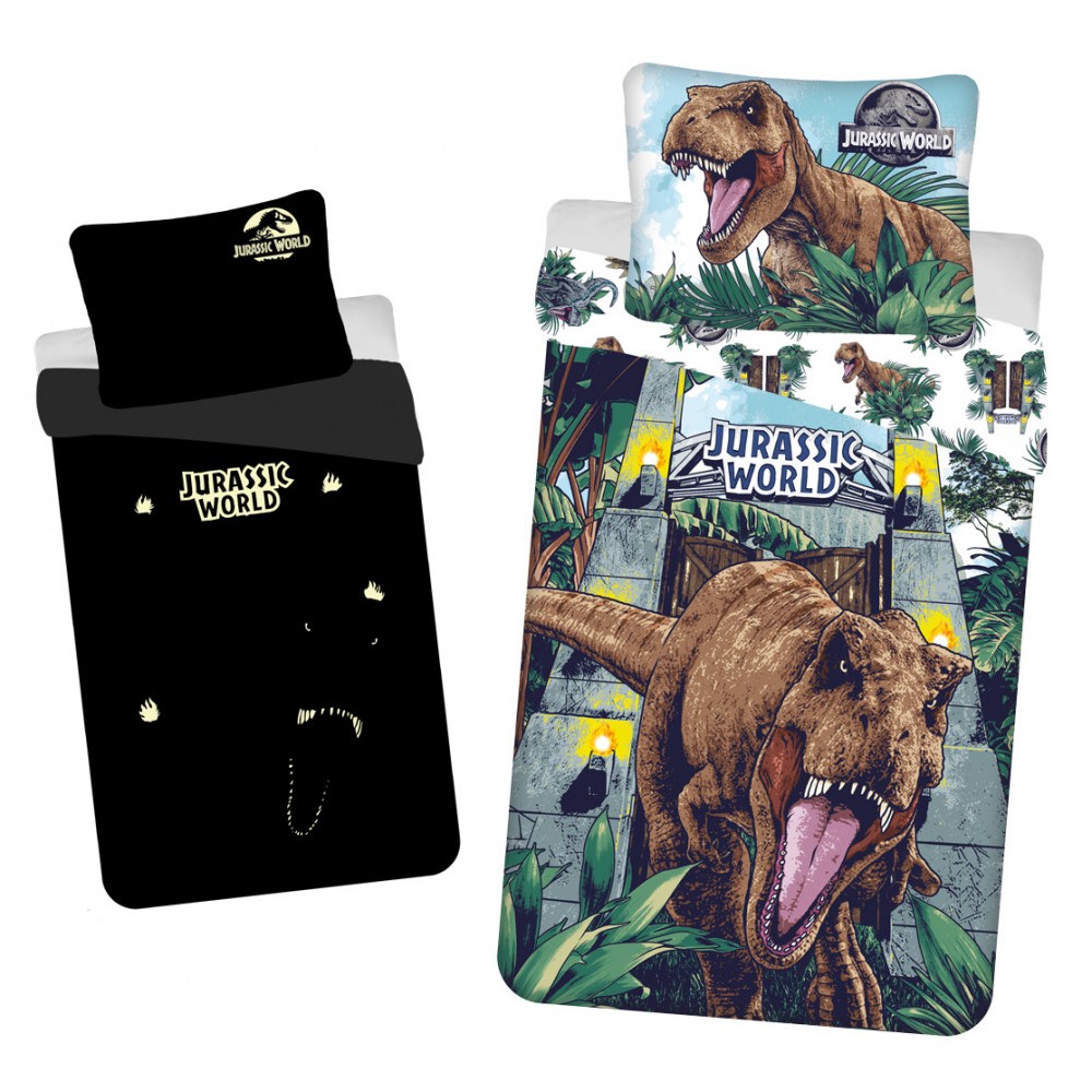 Jurassic World Roar glow-in-the-dark bedding cover 140×200cm, 70x90 cm