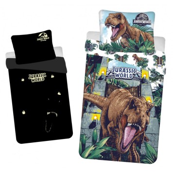 Jurassic World Roar glow-in-the-dark bedding cover 140×200cm, 70x90 cm