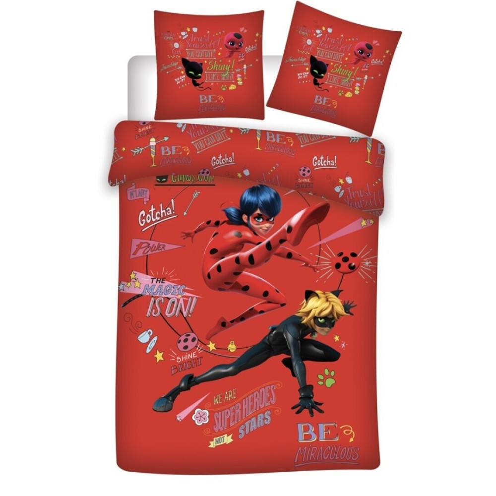 Miraculous Ladybug bedding cover 140×200cm, 65×65 cm