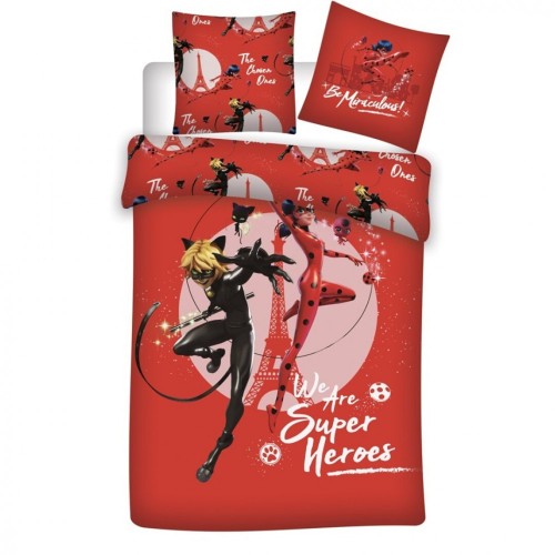 Miraculous Ladybug Super Duo bedding set 140×200cm, 63×63 cm microfibre