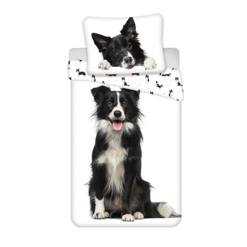 Dog Border Collie bedding cover 140×200cm, 70×90 cm