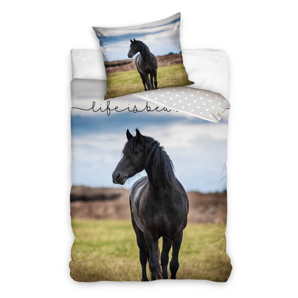 Animals Black Horse Bedding Set 140×200cm, 70×90 cm