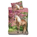 Horses Cherry Blossom bedding cover 140×200cm, 70×90 cm