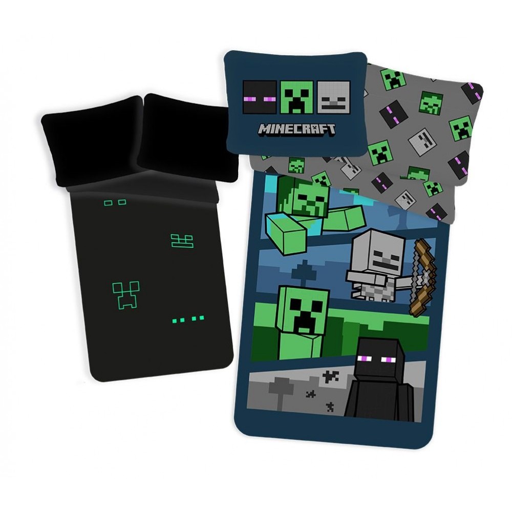 Minecraft Adventure Glow in the dark bedding set 140x200cm, 70x90cm