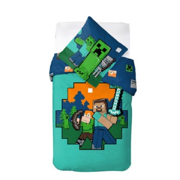 Minecraft Diamond Defender bedding set 140x200cm, 70x90 cm