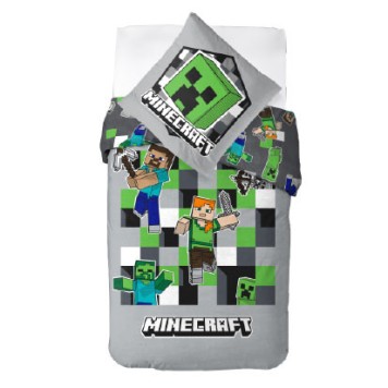 Minecraft Grey bedding set 135×200cm, 80×80 cm