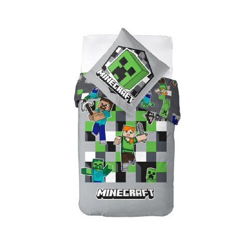 Minecraft Grey bedding set 140×200cm, 70×90 cm