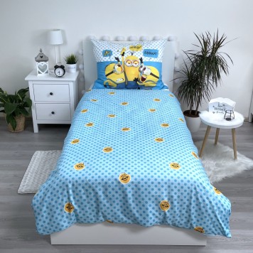 Minions Blue bedding set 140×200cm, 70×90 cm microfibre
