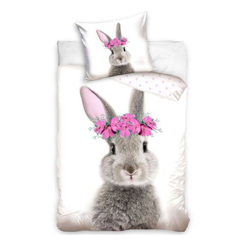 Animals Pink Wreath Rabbit bedding cover 140×200cm, 70×90 cm