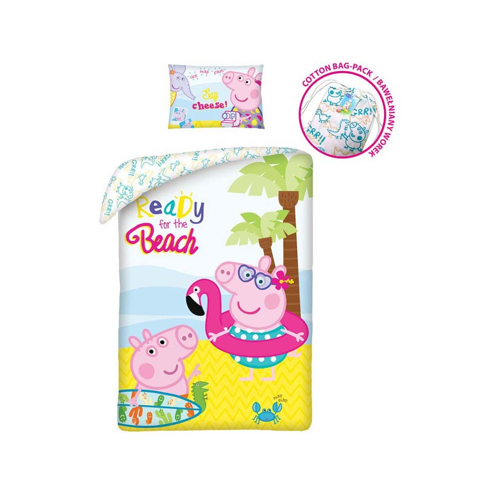 Peppa malac Beach ágyneműhuzat 140×200cm, 70×90 cm