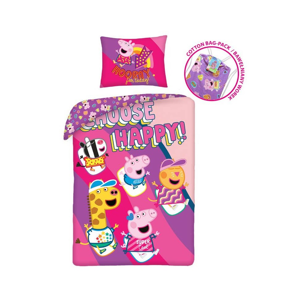 Peppa Pig Happy bed linen cover 140×200cm, 70×90 cm
