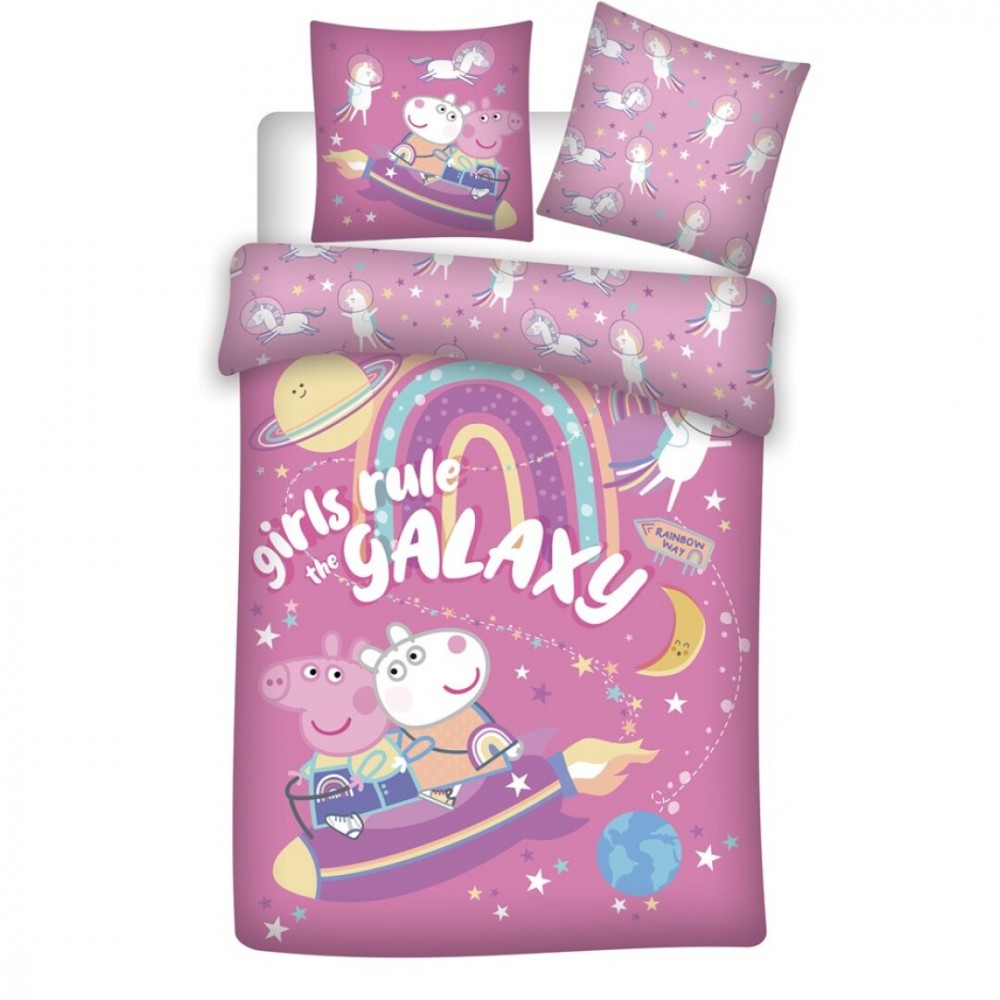 Peppa Pig Galaxy Bedding Set 140×200cm, 63×63 cm Microfibre