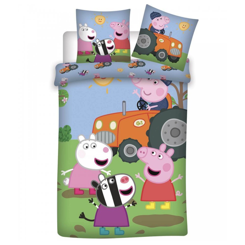 Peppa Pig Orange Tractor bedding set 140×200cm, 70×80 cm