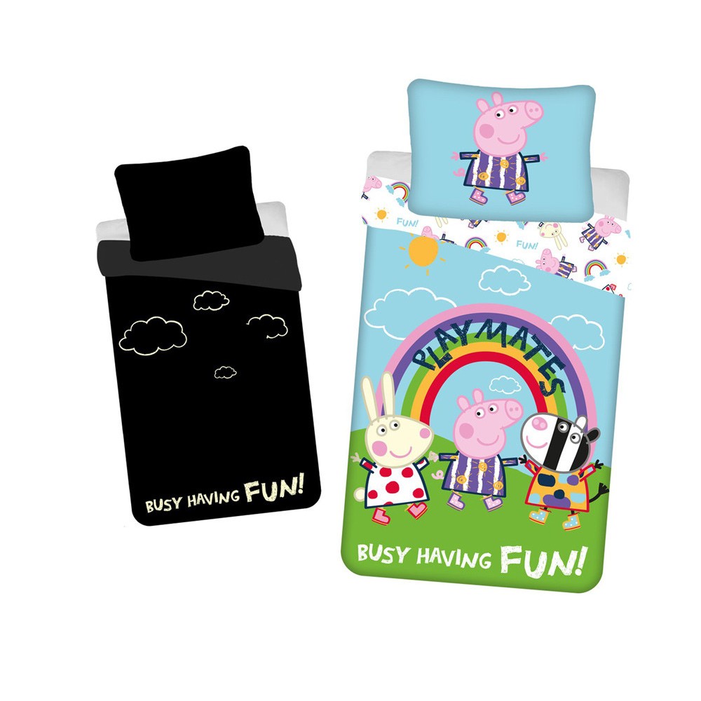 Peppa Pig Playmates Glow in the Dark Bedding Set 140x200cm, 70x90cm