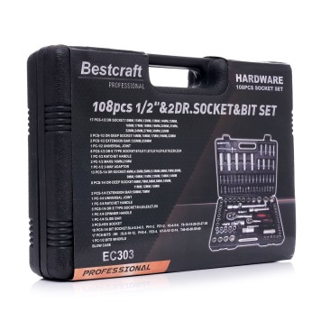 Zestaw Kluczy NASADOWYCH Z GRZECHOTKAMI  EC303 108EL. Walizka