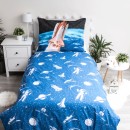 Space Rocket glow-in-the-dark bedding set 140×200cm, 70x90 cm