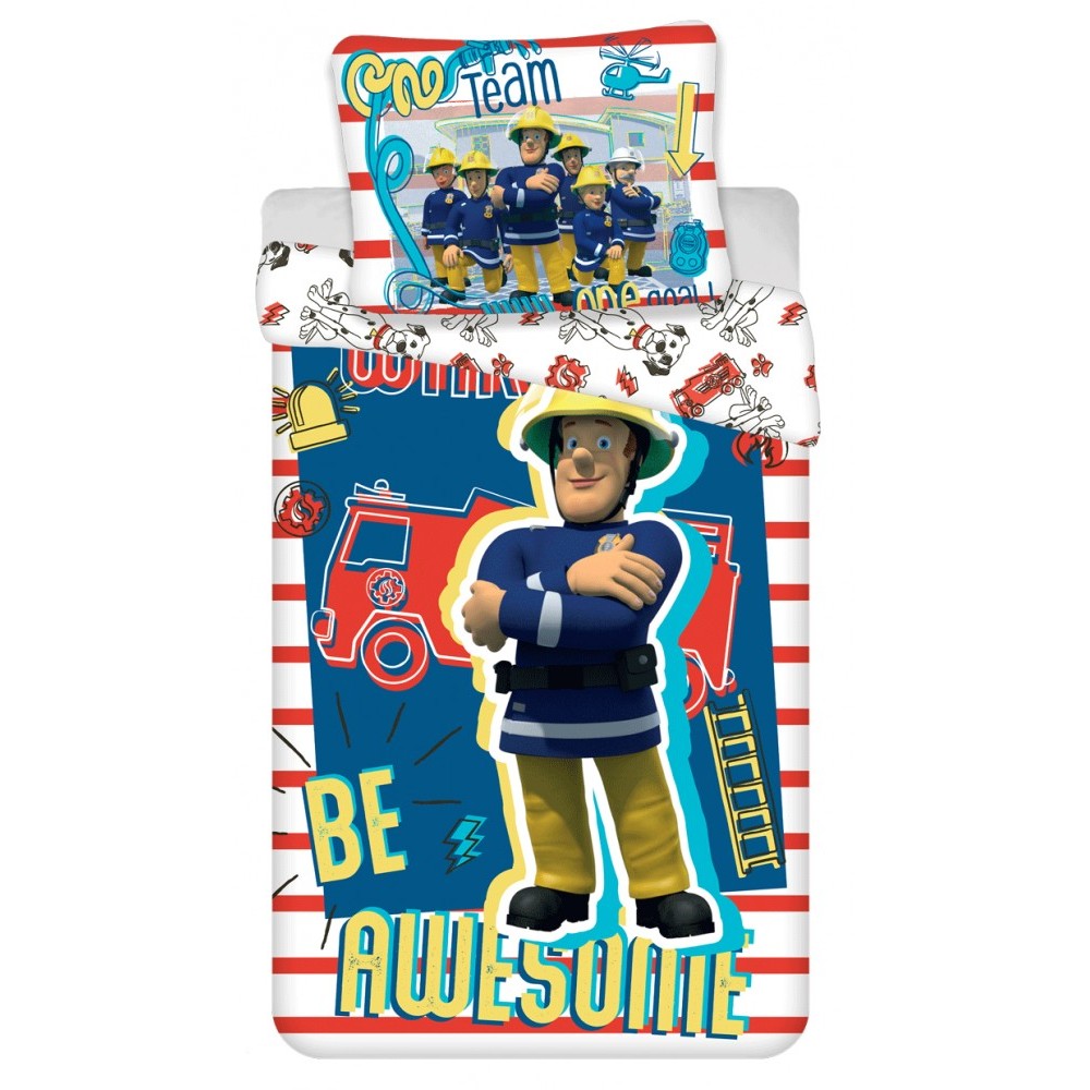 Fireman Sam Awesome Wake Up bedding set 140×200cm, 70×90 cm