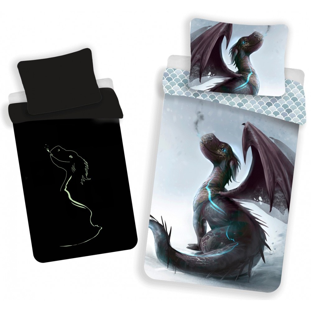 Animals Dragon Glow-in-the-Dark Bedding Set 140×200cm, 70x90 cm