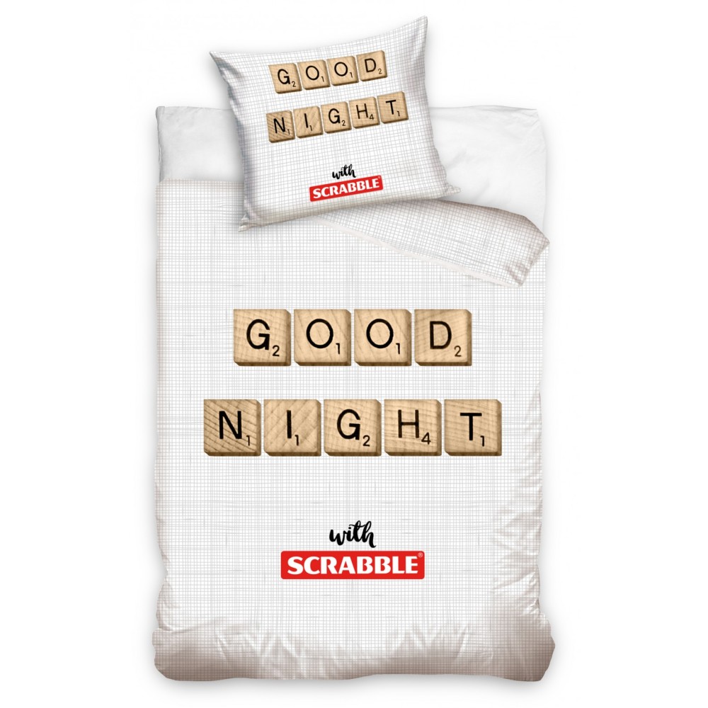 Scrabble Good Night bedding cover 140×200cm, 70×90 cm