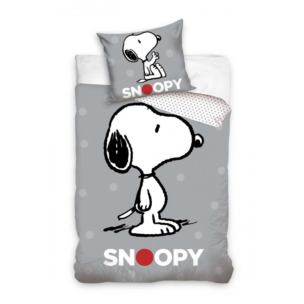 Snoopy Grey bedding set 140×200cm, 70x90 cm