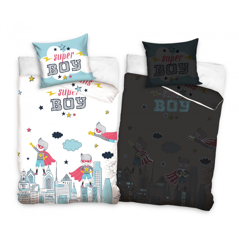 Super Boy glow in the dark bedding set 160×200cm, 70x80 cm