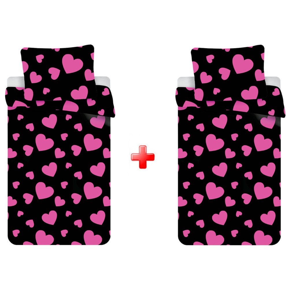 Love Pink Hearts double bedding set 140×200cm, 70x90 cm