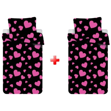 Love Pink Hearts double bedding set 140×200cm, 70x90 cm