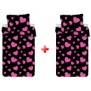 Love Pink Hearts double bedding set 140×200cm, 70x90 cm