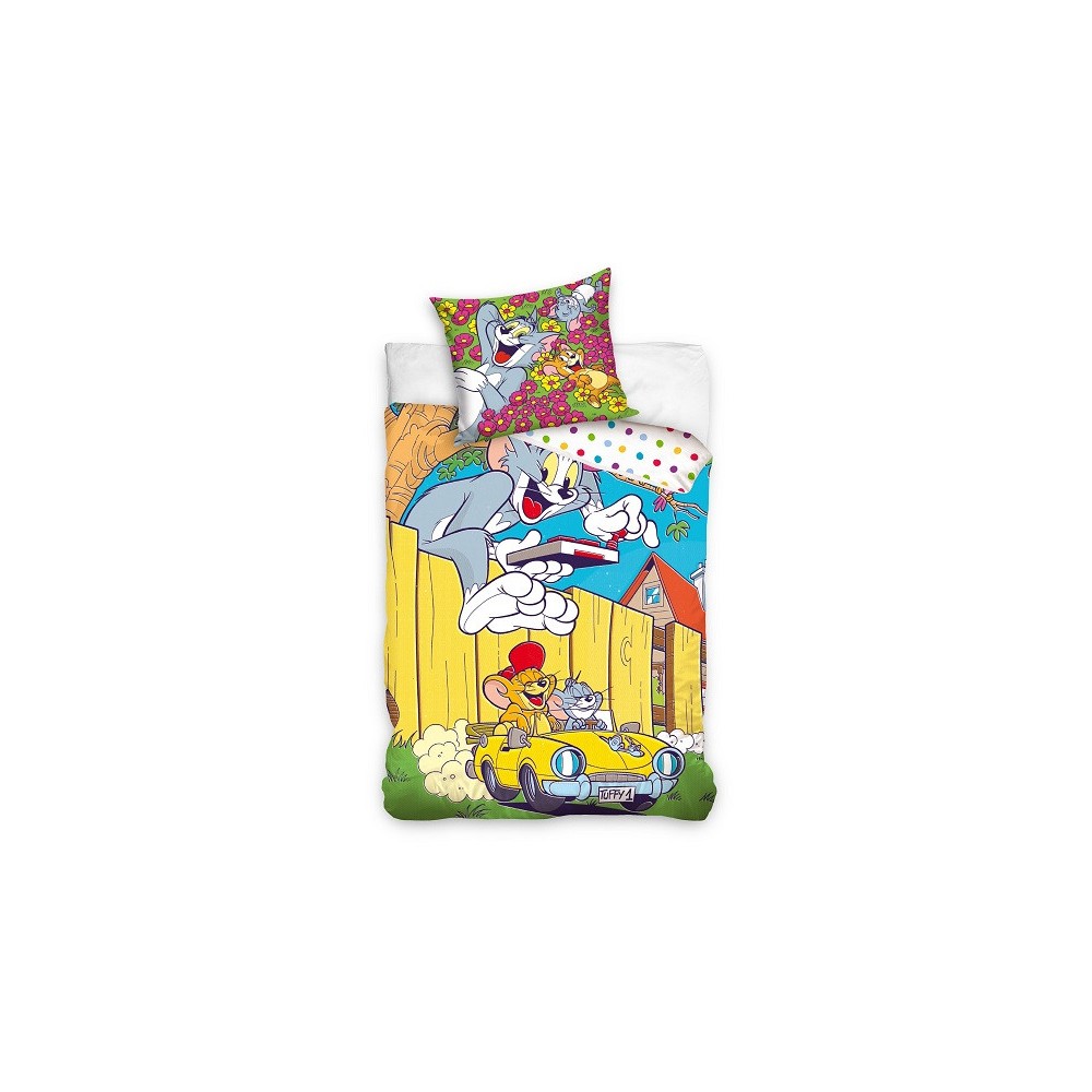 Tom and Jerry Yellow Car bedding set 140×200cm, 70x90 cm