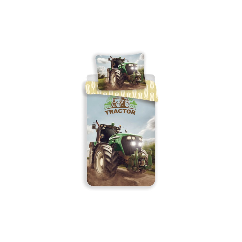 Tractor Green bedding set 140×200 cm, 70×90 cm