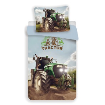 Tractor Green bedding set 140x200cm, 70x90 cm microfibre