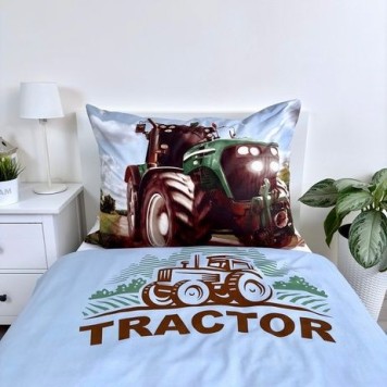 Tractor Green bedding set 140x200cm, 70x90 cm microfibre