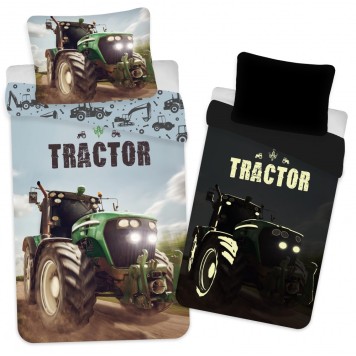 Tractor glow-in-the-dark bedding set Night Lights 140×200cm, 70x90 cm