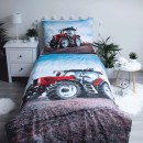 Tractor glow in the dark bedding set Red 140×200cm, 70x90 cm