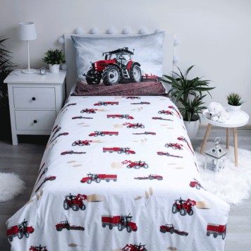 Tractor glow in the dark bedding set Red 140×200cm, 70x90 cm